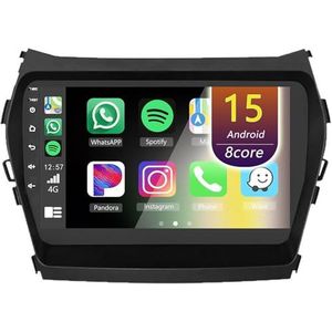 Android Radio voor Hyundai iX45 Santa Fe 2013-2017, 9 inch Touchscreen Autoradio met Wireless CarPlay Android Auto Bluetooth WIFI(8Core(8+128GB))