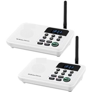 Draadloze intercoms, 22-Kanaals FM Draadloze Intercoms Thuis Huis Zakelijk Kantoren Kamer naar kamer Bellen & Talking System 1 mijl lange afstand(2 Unit White)
