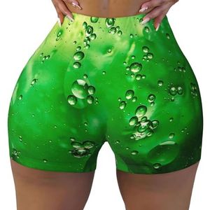 ELRoal Dames Sport Elastische Shorts Biologisch Groen Printing Vrouwen Workout Shorts Ademend En Sneldrogende Yoga Shorts, Zwart, M-3XL Short