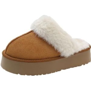 Platformpantoffels Voor Dames, Damesslippers Van Traagschuim En Herfstschoenen Voor Dames, Damesslippers Als Cadeau(Brown,37 EU)