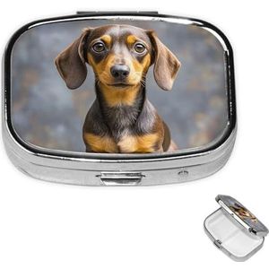 Rechthoekige pillendoos met 3 compartimenten pillendoosje met 3 compartimenten, organiseerpad, teckel, pillendoos, kleine pillenorganizer, waterdicht, kleine pillendoosje voor op reis,