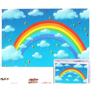 Regenboog wolken regendruppel puzzels gepersonaliseerde puzzel 1000 stukjes legpuzzels van foto's foto puzzel voor volwassenen familie (74,9 cm x 50 cm)