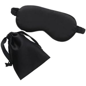 Zijden slapende oogmasker met draagtas, tas voor reizen, slaap, oogschaduw voor vrouwen, man, dutje, comfortabele ooglapje, helpt bij het rusten (zwart)