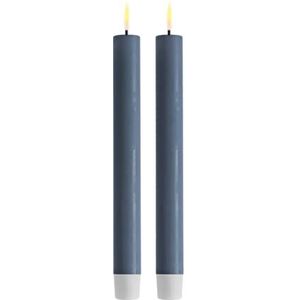 Deluxe Homeart Indoor vlamloze LED Taper Dinner Candle 2 Set - met Real Flame™ technologie - Kaarsen op batterijen (24 cm, ijsblauw)