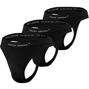 Sesto Senso Heren Strings G-Strings Sexy 3 Pack Naadloos Zwart S/M