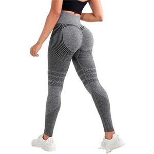 YXINAER Yoga Broek Naadloze Leggings Vrouwen Elastische Hoge Taille Panty Gym Trainning Running Hip Lift Sneldrogende en Ademende Yoga Leggings, Lichtgrijs, L