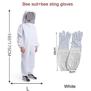 Bijenpak, Full Body Bijenteeltkleding Professionele Imkers Kledingbescherming Bijenteeltpak Safty Sluier Unisex Kinderen Beschermend(L with gloves)