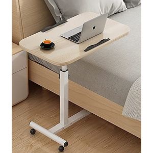 WWERTYY Medische overbedtafel met wielen in hoogte verstelbaar - opvouwbaar nachtkastje laptopbureau voor thuis, ziekenhuis en kantoor - rollende bank eindtafel