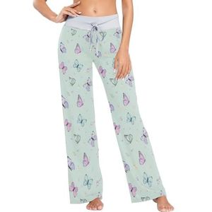Mnsruu Dames Pyjama Bottoms Kleurrijke Vlinder Groen, C55, S