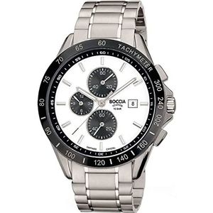 Boccia Heren chronograaf quartz horloge met titanium band 3751-03, Zilver, Armband