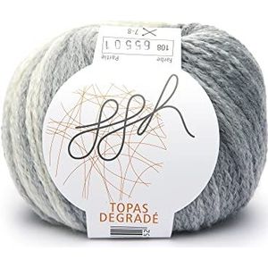 ggh Topaas Degradé - scheerwol, alpacamix met degradé effect - wol voor breien of haken - kleur 108 - grijs wit gemêleerd