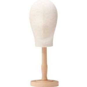 Pruikenhoofd Mannequin Hoofdmodel, Stoffen Hoofd, Staande Pruik Display Houder for Hoeden Hoofdtooi Cap Home(Wood Color Medium)