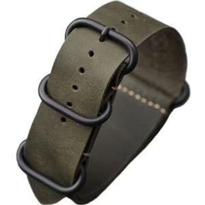 YingYou Handgemaakte Lederen Horlogeband 18 20 22 24 26MM Vintage Frosted Toplaag Koeienhuid Band, Bruine Zwarte Herenarmband(Color:Green black buckle,Size:24mm)