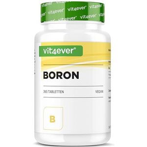Vit4ever Boron - 3 mg pure boor per tablet - 365 tabletten in jaarvoorraad - laboratorium getest (gehalte aan werkzame stoffen en zuiverheid) - zonder ongewenste toevoegingen - hoge dosering -