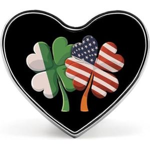 St Patricks Day USA Ierland Vlag Pin Badge Hartvormige Identiteit Pins Broches Knop Badges voor Hoeden Jassen Decor