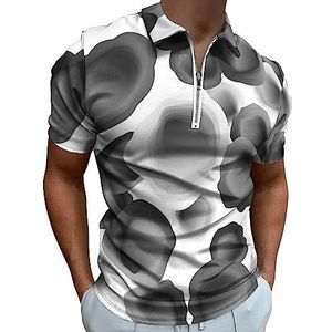 Handgetekende Zwarte Gans Polo Shirt voor Mannen Casual Rits Kraag T-shirts Golf Tops Slim Fit