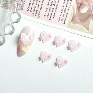 Nieuwe roze serie strik hart hars nagelbedels 3D lichtgevende dubbele vlinder perzik hart zoete wind nagelkunst decoraties DIY nagels-roze 03 20 stuks