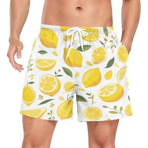 Niigeu Stijlvolle Cool Fruit Lemon Zwembroek voor heren, sneldrogend, met zakken, Leuke mode, XL