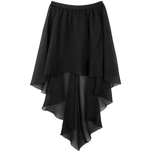 LPHFDCS Chiffon Dansjurk Vrouwen Dames Side Dip Asymmetrische Chiffon Rok Ballet Dans Volwassen Prestaties Kostuum Dans Rok Dansjurk, Zwart, One size