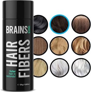 Brains & Son Strooihaar, premium haarverdichting/bulkhaar met direct effect bij geheime raadhoeken, haaruitval en licht haar, haarpoeder, 25 g (donkerbruin)