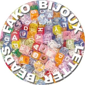 Fako Bijoux® - Letterkralen Vierkant - Letter Beads - Alfabet Kralen - Sieraden Maken - 500 Stuks - Transparant