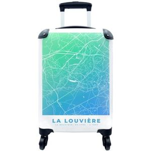 MuchoWow® Koffer - Stadskaart - La Louvière - Wallonië - Blauw - Past binnen 55x40x20 cm en 55x35x25 cm - Handbagage - Trolley - Fotokoffer - Cabin Size - Print