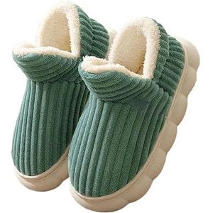 Waterdichte pluche pantoffels Katoenen herenschoenen for binnen Neutrale warme pluche enkellaarzen Snowboots Damesslippers (Color : A-green, Size : 46-47)