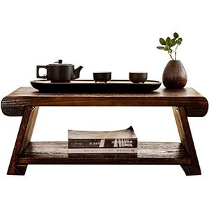 Meditatietafel Japanse Stijl Altar Vloertafel Opvouwbare Lage Tafel Voor Vloer Zitting Antieke Theetafel Eenvoudige Lage Tafel Woonkamer Salontafel (Color : Brown, S : 80x40x33cm)