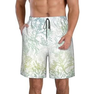 FRGMNT Groep Marokkaanse geometrische print heren sneldrogende zwemshorts strand korte plank spa shorts stretch gym shorts surfen short, Groene Zee Blauw Zeewier, XXL