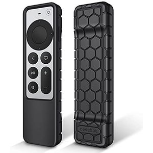 FINTIE Beschermhoes voor Apple TV 4K / HD Siri Remote 2022 2021 (3e en 2e generatie) – beschermhoes van lichte siliconen, antislip, schokbestendig, zwart