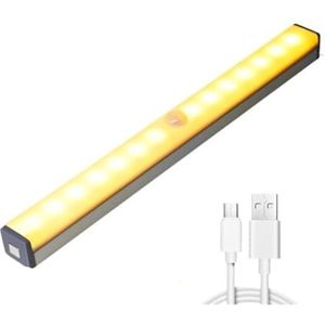 SHXSYN Smart LED menselijk lichaam sensor licht, draadloos opladen, inductie nachtlampje, lange magnetische gang, kast licht, kast licht (kleur: 50 cm warm geel)