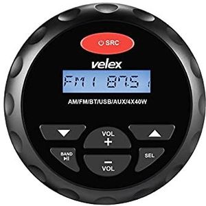 velex Waterdichte Bluetooth Marine Digitale Media Stereo Ontvanger met MP3-speler AM FM Radio en USB voor Streaming Muziek op Boten Golfkarretjes ATV UTV en Spa Hot Tubs