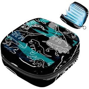 MUOOUM Grunge Dinosaurus Patroon Maandverband Opbergtas Draagbare Menstruatie Tas voor Vrouwen Tiener Meisjes Menstruatie Cup Pouch Nursing Pad Houder