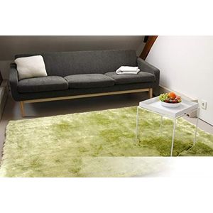 floor factory Exclusief Hoogpolig Shaggy Tapijt Satin groen 140x200 cm edel zijdeachtig glanzend vloerkleed