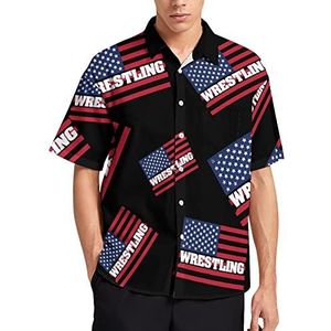 Wrestling USA vlag Hawaiiaans shirt voor mannen zomer strand casual korte mouw button down shirts met zak