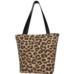 BeNtli Schoudertas, canvas draagtas grote tas vrouwen casual handtas herbruikbare boodschappentassen, luipaardprint, zoals afgebeeld, Eén maat