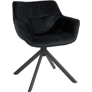 CLP Westport Eetkamerstoel met fluwelen bekleding, hoogwaardige bekleding, draaibare stoel met terughaalfunctie, kleur: zwart