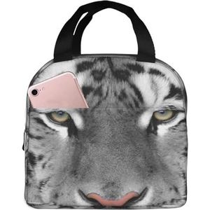 KemEng Witte Mooie Tijger Print, Draagbare Lunch Bag Maaltijdzak Lunch Box Isolatie Tote Bag Herbruikbare Koeltas