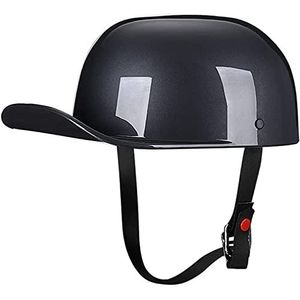 Volwassenen Vintage Baseball Cap Open Helm, DOT Goedgekeurde Duitse Stijl Motorfiets Skull Cap Halve Helm voor Scooter Mannen en Vrouwen Street Cruiser Bromfiets Chopper Jet Helm Decoration