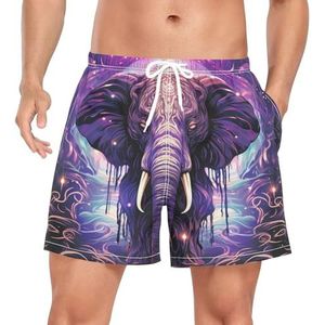 Klassieke Retro Animal Elephant Zwembroek voor heren, sneldrogend, met zakken, Leuke mode, XXL
