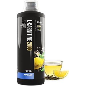 Maxler L Carnitine Vloeistof Hoge Dosis - L Carnitine Vloeistof - Veganistisch en Suikervrij - Rijk aan smaak - Optimaal gedoseerd - 2000 mg L-Carnitine per portie - Citroengroene thee - 1000 ml