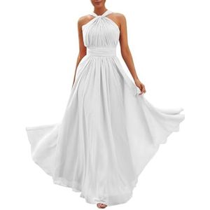 Chiffon bruidsmeisjesjurken voor dames, voor bruiloft, strapless galajurken, cocktailjurken, grote maten, Wit, 32