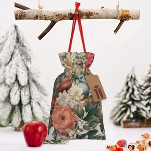 Kerst Trekkoord Zakken Vogels in Mijn Tuin Gedrukt Kerst Verpakking Zakken Kerst Pakket Gift Bag voor Xmas Holiday Party