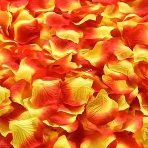 1000 stuks veelkleurige nep rozenblaadjes meisje toss zijden bloemblaadje kunstbloem voor bruiloft woondecoratie confetti bloemblaadjes 50% - rood geel-3000 stuks