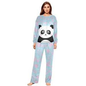 YOUJUNER Pyjama sets voor vrouwen, schattige panda, liefde, winter, warme nachtkleding, zomer, loungewear, set, pyjamaset, nachtkleding set, Meerkleurig, XL