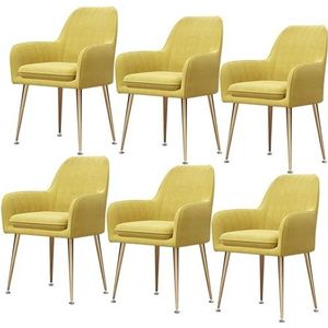 GEIRONV Fluwelen zitting eetkamerstoelen set van 6, for restaurant vergaderzaal stoelen met rugleuning en gewatteerde zitting keukenstoelen metalen poten fauteuil Eetstoelen (Color : Yellow, Size :
