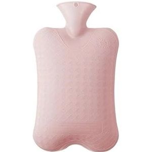 Warmwaterkruik 1 stuks warmwaterkruik effen kleur dikke PVC rubberen warmwaterkruik irrigatie handwarmers warm paleis warme zak warm water zak (2000 ml - roze)