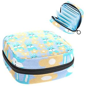 Periode Pouch Draagbare Tampon Opbergtas,Tampon Houder voor Portemonnee Vrouwelijke Product Organizer,mooi konijn, Meerkleurig, 4.7x6.6x6.6 in/12x17x17 cm