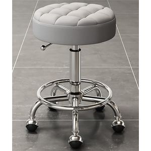 FXLUHAY Verstelbare Hoogte Rolling Salon Kruk met Swivel Wielen Voetsteun Grijs Kleur voor Schoonheid Nail Kapper Winkel Schoonheid Schoonheidsspecialiste Home Office