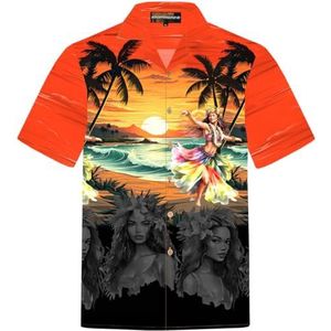 Hawaiihemdshop.de Overhemd 'Hawaiian Girl'  oranjerood